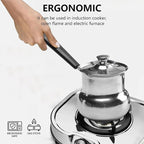 Turkish Coffee Pot with Lid: Stainless Steel Mini Saucepan Chocolate Melting Pot, Milk Warmer Butter Warmer for Stove Top Espresso Coffee Tea Soup Warming (350ML)