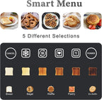 Long Slot Toaster 4 Slice, Touch Screen LED Display, 1.5” Extra Wide Slots for Thick Bread & Bagels, Countdown Timer, Memory Function, Dual Independent Control, 6 Shade Settings, Stainless Steel