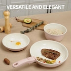 8PCS Ceramic Cookware,Nonstick Ceramic Pan, Removable Handle Pots and Pans Set, Stackable Pan Set, Nonstick Pots and Pans Set Non Stick pot(Pink)