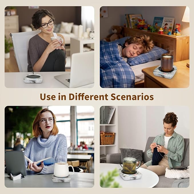 VOBAGA Coffee Mug Warmer with 3-Temp Settings, Coffee Cup Warmer with Auto Shut Off, Smart Mug Warmer for Travel Office Desk Candle, Coffee Warmer for Coffee Gifts Coffee Accessories for Women Men