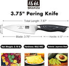 SHAN ZU 3.75 Inch Paring Knife, Japanese Super Steel Professional Fruit Knife, Ultra Sharp Carving Knife with K133 Ergonomic Handle, Black Tortoise Genbu Series