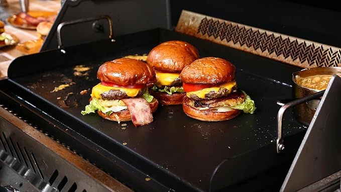 Utheer 25" x 16" Pre-Seasoned Nonstick Cast Iron Griddle for Gas & Charcoal Grills – Universal Flat Top with Grease Groove, Reinforced Ridges & High Sidewalls, Great for Parties, Camping & Tailgating