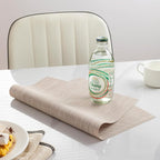 LEXMORE PlaceMats Set of 12 Vinyl/Plastic Woven Place Mats for Kitchen Table Indoor/Outdoor Washable PlaceMat Wipeable Dining Table Mats(Beige)