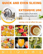 Commercial Vegetable Slicer - Manual Adjustable Thickness 0.2-13mm, Stainless Steel Lemon Slicer with 2* Extra Blades for Slicing Vegetable Tomato Onion Potato Cabbage Lime