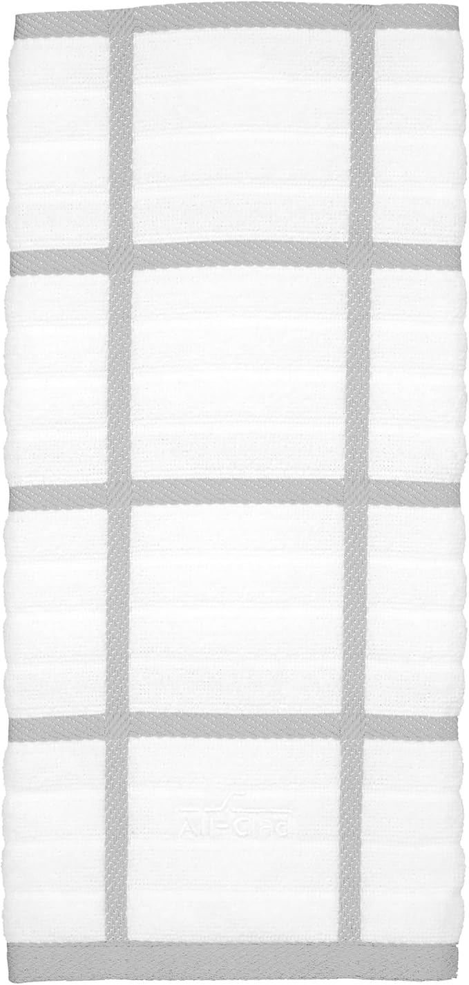 All-Clad Checked Kitchen Towel: Highly Absorbent, Super Soft Long Lasting - 100% Cotton, 17"x30" Tea Towel for Cleaning & Drying Dishes, Pans, Glassware, or Countertops, (1-Pack), Titanium Gray