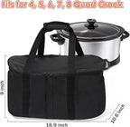 Portable Slow Cooker Travel Bag, Insulated Carrier Case for Most 4, 5, 6, 7, 8 Quart Crock, Internal Mesh Net Holds Pot in Place, Slow Cooker Carrier
