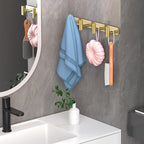 Wall Mounted Coat Rack-4 Hooks, Heavy Duty Stainless Steel Hook Rail for Towel Coat Hat Purse Bag Jacket, Towel Hooks for Entryway Bathroom Kitchen (Gold 4 Hooks - 1 Pack)