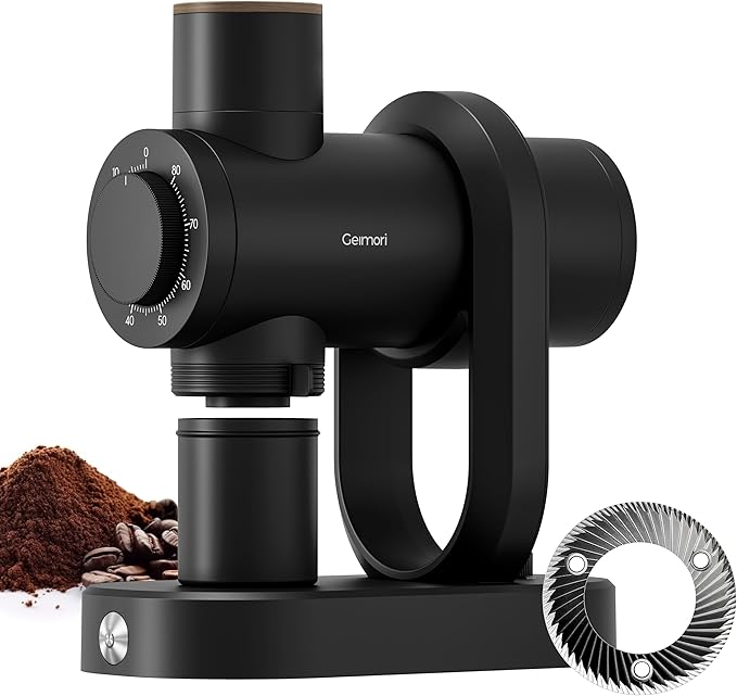 Burr Coffee Grinder,Wirsh Electric Single Dose Espresso Grinder Geimori GU64 with 64mm Flat Burr,Anti-Static Design,Stepless Adjustment from Fine to Coarse for Drip,Pour Over,French Press,Cold Brew