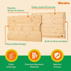 Riveira Bamboo Grandeur: 18 x 12 Bamboo Cutting Board Natural Wooden Cutting Board With Innovative Juice Grooves