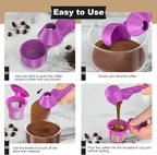 Coffee Scoop & Funnel for Reusable K Cup Refillable Coffee Pods, Coffee Measuring Spoon 2 Tablespoon Capacity, Scoop with Funnel for Ground Coffee, Protein Powder, Tea (Purple, 1 Pack)