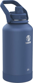 Takeya Actives Water Bottle with Spout Lid - Bottle with Double Stainless Steel Insulation - Dishwasher Safe & BPA-Free - Bottle with Spout Lid & Removable Bumper - 64 oz, Midnight Blue
