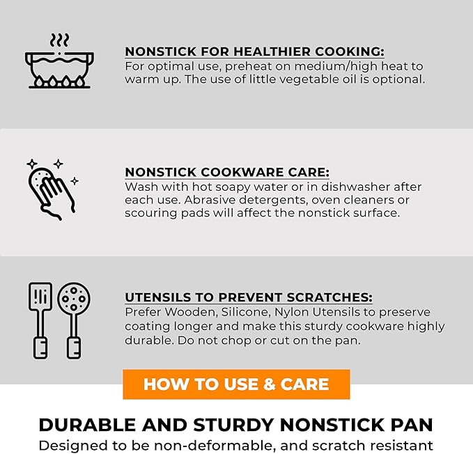 BRA COOKWARE Efficient Pro 6 Piece Cookware Set | Cast Aluminum Kitchenware Set | 1 Pots, 2 Frying Pans, 1 Saucepan, 2 Lids | Non-Stick | All Stovetops Compatible | PFOA Free