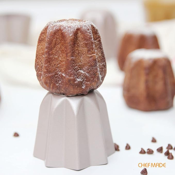 CHEFMADE Pandoros Cake Mold, 3 Inch Non-Stick Small Octagonal Muffin Bakeware for Oven and Instant Pot Baking (Champagne Gold)