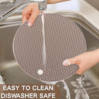 Silicone Trivets for Hot Dishes, 4 PCS Multipurpose Heat Resistant Mat Thick Silicone Hot Pads Pot Holders for Kitchen Counter, Flexible Jar Opener Food Grade Spoon Holder, Silicone Coasters (Almond)