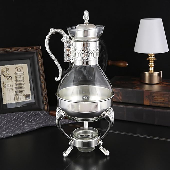 Vintage Turkish Coffee Pot Set, Decorative Glass Teapot Set, Heatable Glass Tea Kettle with Lid and Cup, Turkish Tea Set for Home Tea Party, Milk, Coffee, Hot Cold Tea