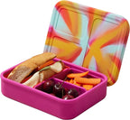 LunchBots Build -a- Bento Lunch Box, Silicone Bento Box for Kids, Multi-Compartment Lunch Container, Oven & Dishwasher Safe, BPA Free, 32 oz - Tie Dye Pink