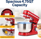 VIVOHOME 4.75 Quart Stand Mixer, 8 Speed Kitchen Electric Food Mixer, Household Stand Mixer for Baking, Cake, Bread with Beater, Dough Hook, Wire Whip and Egg Separator, Red