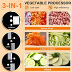 Commercial Vegetable Dicer Chopper 3 IN 1 Food Processor Automatic Potato Slicer&Onion Shredder with 3 Stainless Steel Blades 110V