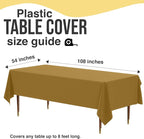 Exquisite 66% Thicker Premium Plastic Table Cloth Rectangle Table Cover 0.5 Mil 12 Pack Gold Table Cloth 54 Inch x 108 Inch Disposable Tablecloth Won't Tear Easily Like Cheap Thin Brands