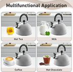 Lily's Home 2 Quart Whistling Tea Kettle, Stainless Steel Stovetop Kettle for Gas & Induction Tops, Classic Whistle Spout, Cool-Touch Handle for Safe Pouring - Perfect for Home, Kitchen, Dorm