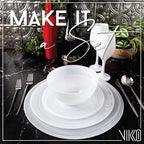 Vikko Charger Plates, Set of 4 White Alabaster Dinner Plates, 13" Plate with Marbelized, Swirl Design, Elegant Glass Charger, Dishwasher Safe