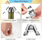 Tessco 24 Pcs Stainless Steel Champagne Stopper Reusable Bottle Sealer Wine Corker Champagne Cork Stopper with a Built in Sealing Plug Compact Champagne Saver Plug for Cava Prosecco (Silver)