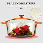 Overmont Enameled Cast Iron Dutch Oven - 7QT Pot with Lid Cookbook & Cotton Potholders - Heavy-Duty Cookware for Braising, Stews, Roasting, Bread Baking orange