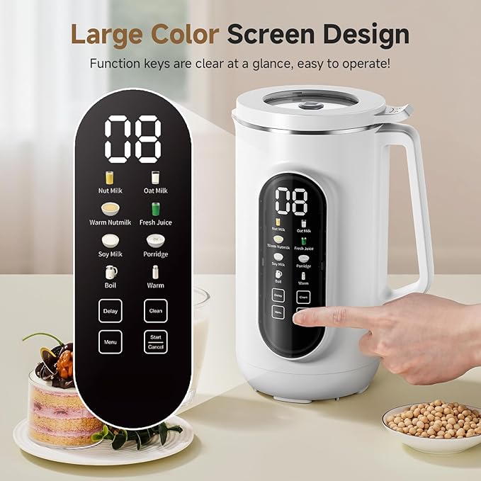 40oz Nut Milk Maker Machine, 10 in 1 Nut Milk Maker for Homemade Almond Milk, Soy Milk, Oatmeal, and Non-Dairy Beverages, Soy Milk Maker with 10 Blades, Delay Start, Keep Warm, Auto-clean, Boiling