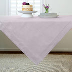 Solino Home Lilac Linen Tablecloth 52 x 52 Inch - 100% Pure Linen Square Table Throw - Classic Hemstitch, Machine Washable Table Cloth for Summer