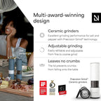 LARS NYSØM Salt and Pepper Grinder Set 2 pieces I Salt Pepper Mill with Adjustable Ceramic Grinder I Design Spice Grinder Set Manual (Black/White)