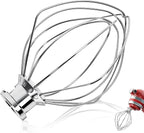 Whisk Attachments for KitchenAid 4.5/5Quart Mixer, Titl-head Stand Kitchen aid Mixer Accessories, Upgrade 6 wire Whole Stainless Steel Whisk parts Dishwasher Safe not Tarnish