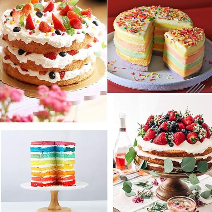 4 Pcs Layer Cake Pan Set, 8 Inch Silicone Round Cake Mold Rainbow Non-Stick Baking Tins for Jumbo Whoopie Pie Cake Vegetable Pancakes Taco Shells Pizza Crust Omelet Frittata and Resin Craft