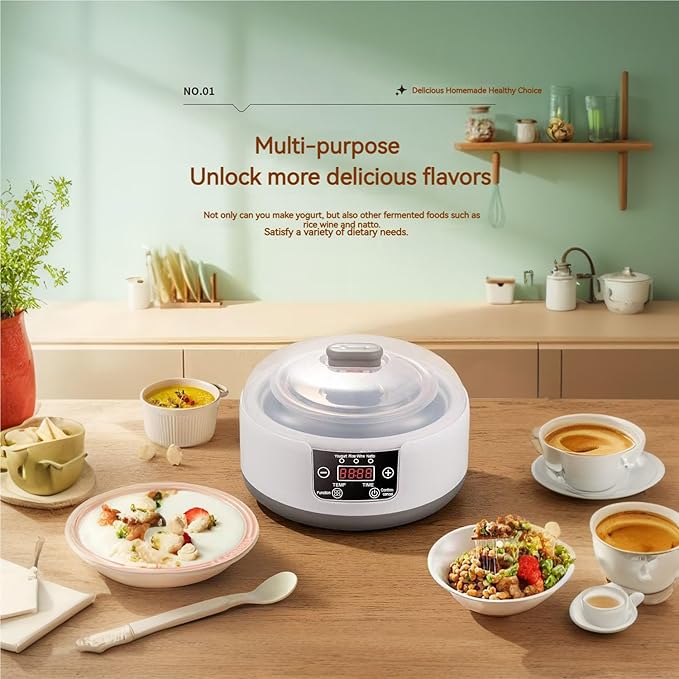 Yogurt Maker Machine, Probiotic Yogurt Maker With Temperature Control, 1.2L Automatic Digital Yogurt Maker With Lcd Display (With 5 Cups)