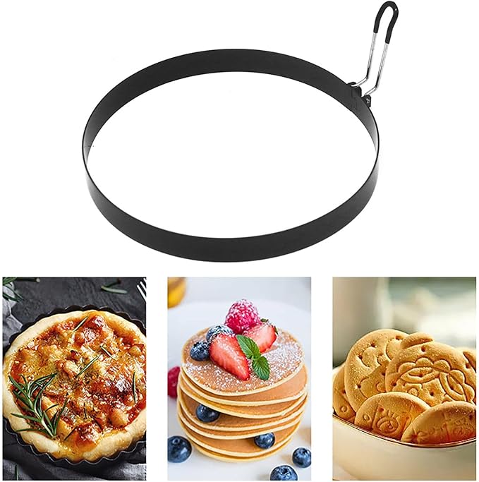 2 Packs 6" Pancake Ring Omelette Egg Ring for Frying Egg Non-stick Stainless Steel Round Pancake Mold Rings with Insulated Handle for Griddle Sandwich Eggs English Muffin Pancakes Burger Breakfast