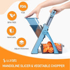 Safe Mandoline Slicer Plus – Adjustable Vegetable Chopper, Stainless Steel Blade, BPA-Free, Sky Blue