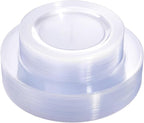 FLOWERCAT 60PCS Clear Plastic Plates - Disposable Clear Plates Heavy Duty for Party/Wedding/New Year - Include 30PCS 10.25inch Dinner Plates and 30PCS 7.5inch Dessert/Salad Plates