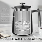Secura 50oz French Press Coffee Maker – 304 Stainless Steel, Insulated Coffee Press with Extra Filter, Black