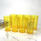 Yalin 24-Ounce Plastic Tumbler Acrylic Drinking Glasses, Reusable Plastic Cups, Stackable, BPA-Free, Shatter Proof, Dishwasher Safe, Set of 8 (Yellow)