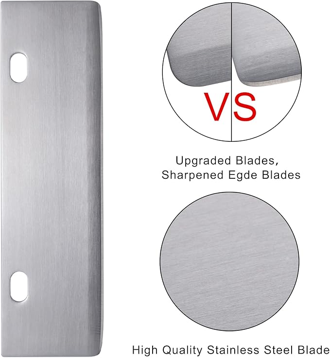 DELFINA 4 Pcs Grill Scraper Edge Sharper Blade Replacement, Stainless Steel Outdoor Barbecue Cleaning Tools, Heavy Duty Accessories for BBQ