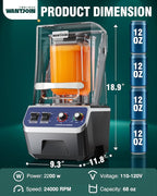 WantJoin Commercial Blender For Smoothies - 68Oz Professional Quiet Smoothie Blender with Shield, 2200W Upgraded Motor, 9 Speeds, 1-660s Timer, Blenders for Frozen Drinks Juice,Dishwasher Safe