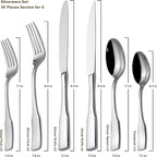 Alata Kate 36-Piece Silverware Set with Steak Knife, Stainless Steel Flatware Set Service for 6, Mirror Polished Cutlery Set Dishwasher Safe