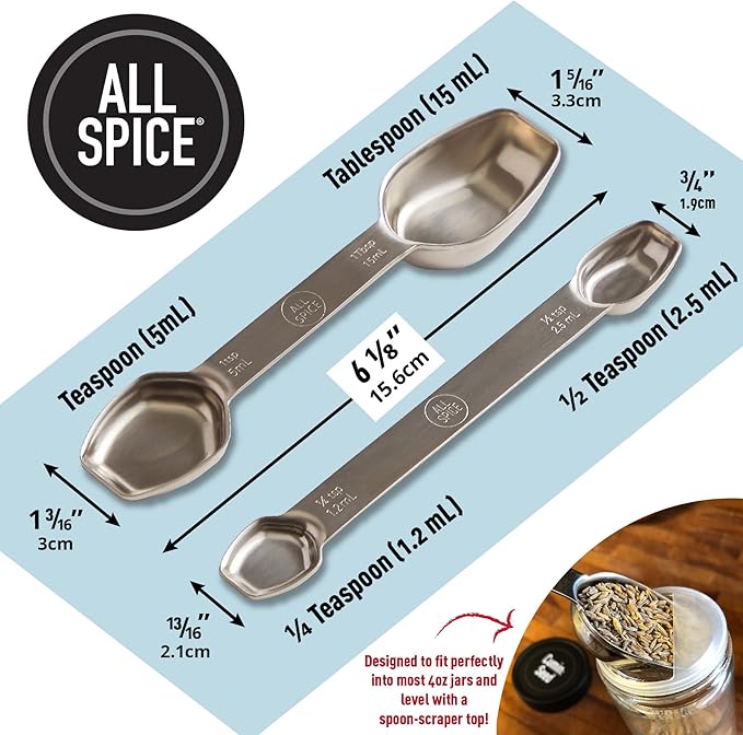 AllSpice Stainless Steel Double Sided Measuring Spoon Set