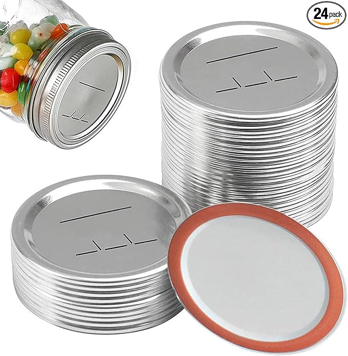 24-Pack 70 MM Regular Mouth Canning Jar Lids - Food Grade Metal Mason Jar Lids, Airtight Leak-Proof Seal Lids Regular Mouth, Fits Ball and Kerr Jars for Home Canning
