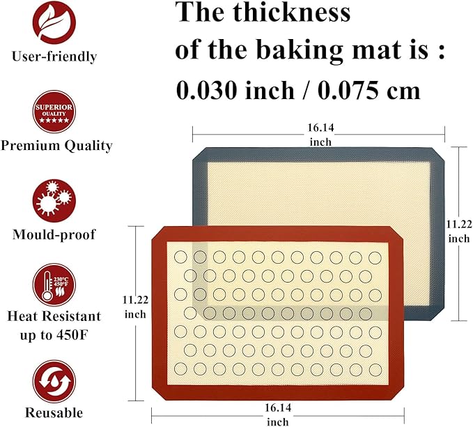 Baking Sheet with Silicone Mat Set of 4, Stainless Steel Cookie Sheet Baking Pan Tray with Silicone Mat, Non Toxic & Heavy Duty & Easy Clean - Size of 17½ inch