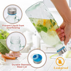 2 Pack 36oz Clear Glass Pitchers with Lids and Handles,Coffee Carafe Beverage Serveware,Water Jug for Making Tea and Juice