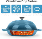 Iron Cloche Dutch Oven - Premium Enameled Cast for Bread Baking | Non-Stick Bread Pan with Lid | Perfect for Sourdough, Loaf, and Artisan Baking (Blue, 5 QT)