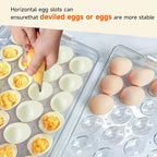 2PCS Deviled Egg Containers With Lid, (Set of 2), PET Clear Deviled Egg Platter With Handle For 48 Eggs, Fridge Stackable Storage Deviled Eggs Tray Carrier, For Camping, Easter, Christmas Thanksgiving