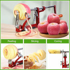 Apple Peeler Corer, Long lasting Chrome Cast Magnesium Alloy Apple Peeler Slicer Corer with Stainless Steel Blades and Powerful Clamp Base for Apples and Potato(Deep Red)