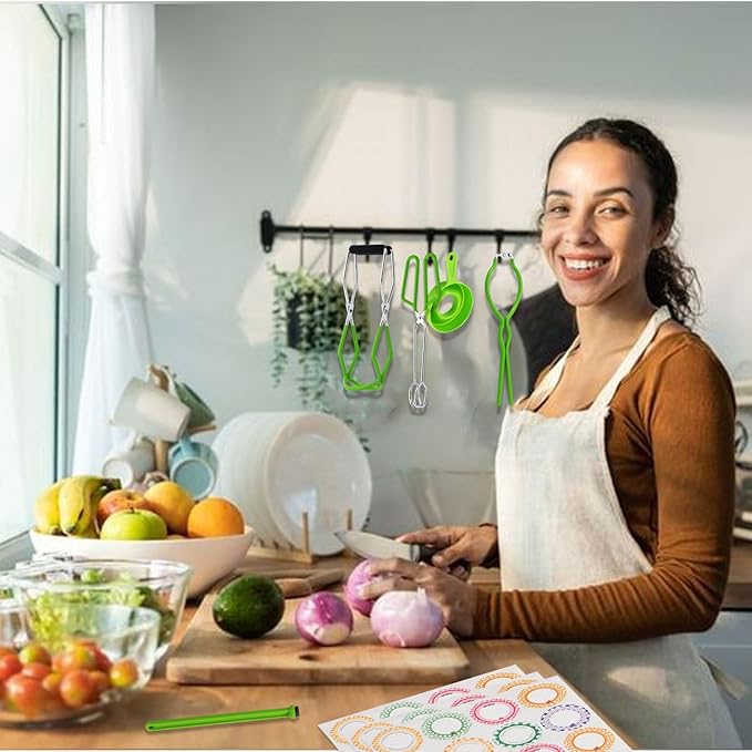 Cooking Utensils Canning Supplies Starter Kit - Beginner's Set with Canning Tools, Tongs, Jar Lifter, Funnel, Labels, Stainless Steel Water Bath Canning Pot Accessories, Pressure Canning Essentials