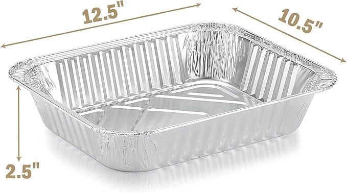 Silver Knight 9x13 Aluminum Pans Disposable Foil Pans (30-Pack), Half Size Deep Steam Table Pans Extra Thick for Baking, Cooking, Roasting, Heating …